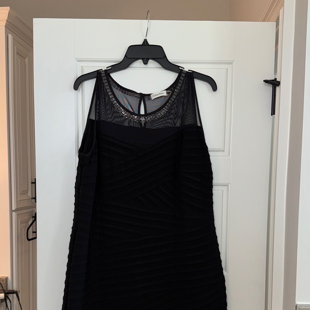 Calvin Klein Black Mesh Detail Mini Dress